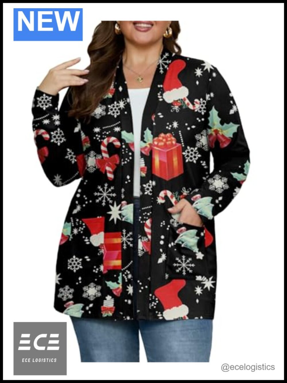 Plus Size Lightweight Open Front Cardigan with Pockets